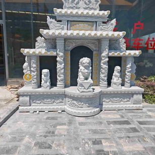 酒泉芝麻白中国黑石材套墓 花岗岩墓碑