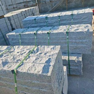 酒泉芝麻白自然面整石 坐凳